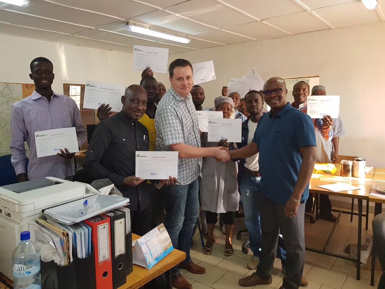 Certificates handed out at the end of a training course